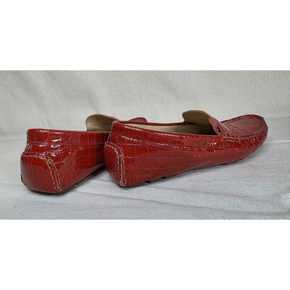 Cole Haan Persimmon Red Croc Embossed Driving Loafers 7.5B - Picture 11 of 16